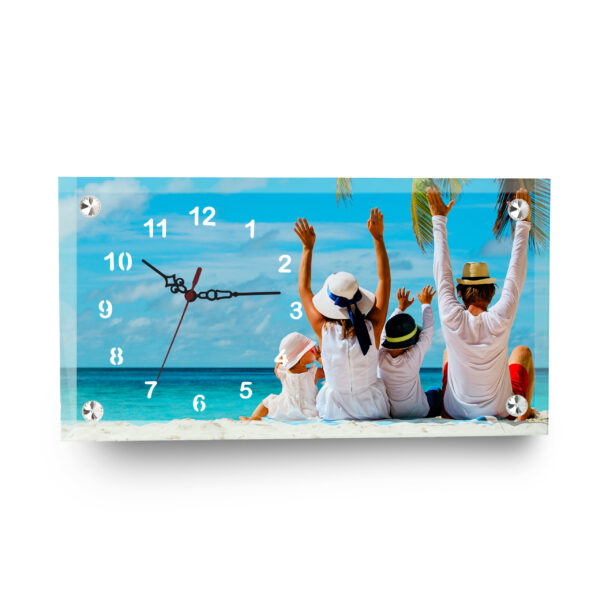 4 Reloj Portarretratos de Cristal Blanco